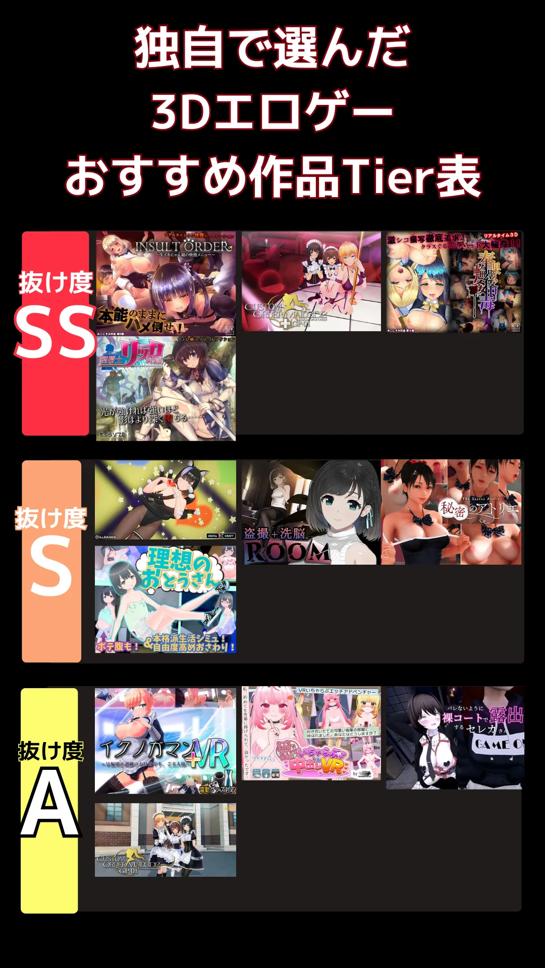 3Dエロゲーでリアルに抜けるおすすめ_tier