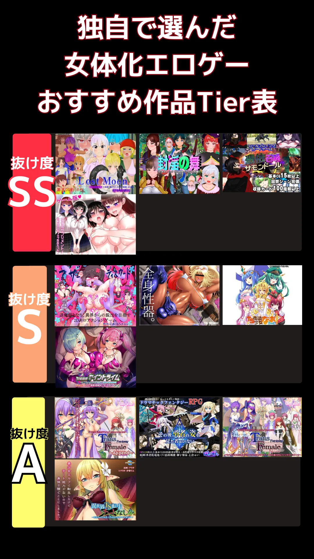 女体化エロゲーおすすめランキング_tier